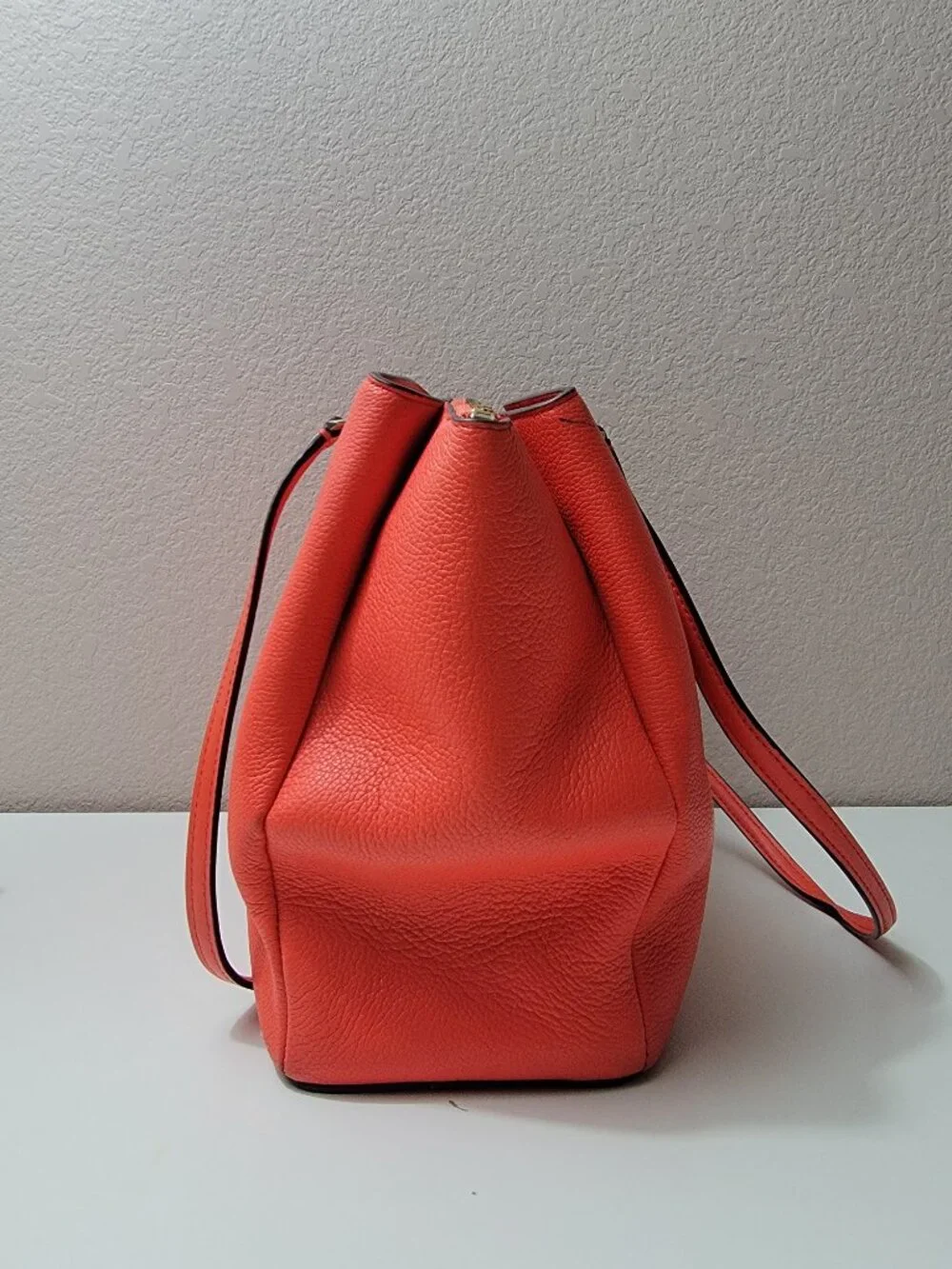 Kate Spade Monet Large Triple Compartment Tote Coral Orange Leather Bag WKRU6948